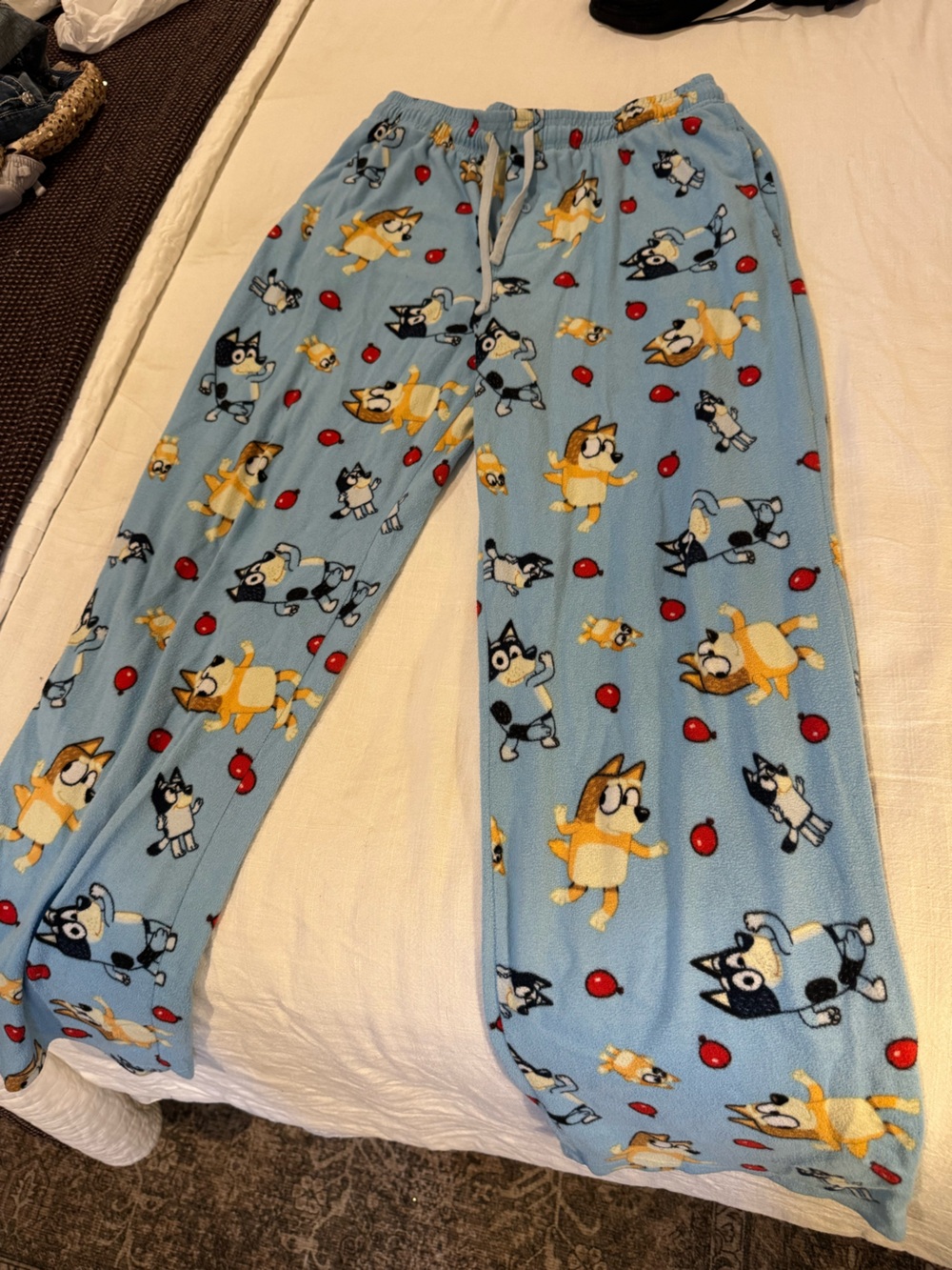 Lucy Kids Light Blue Cartoon Dog Fleece Pajama Pants